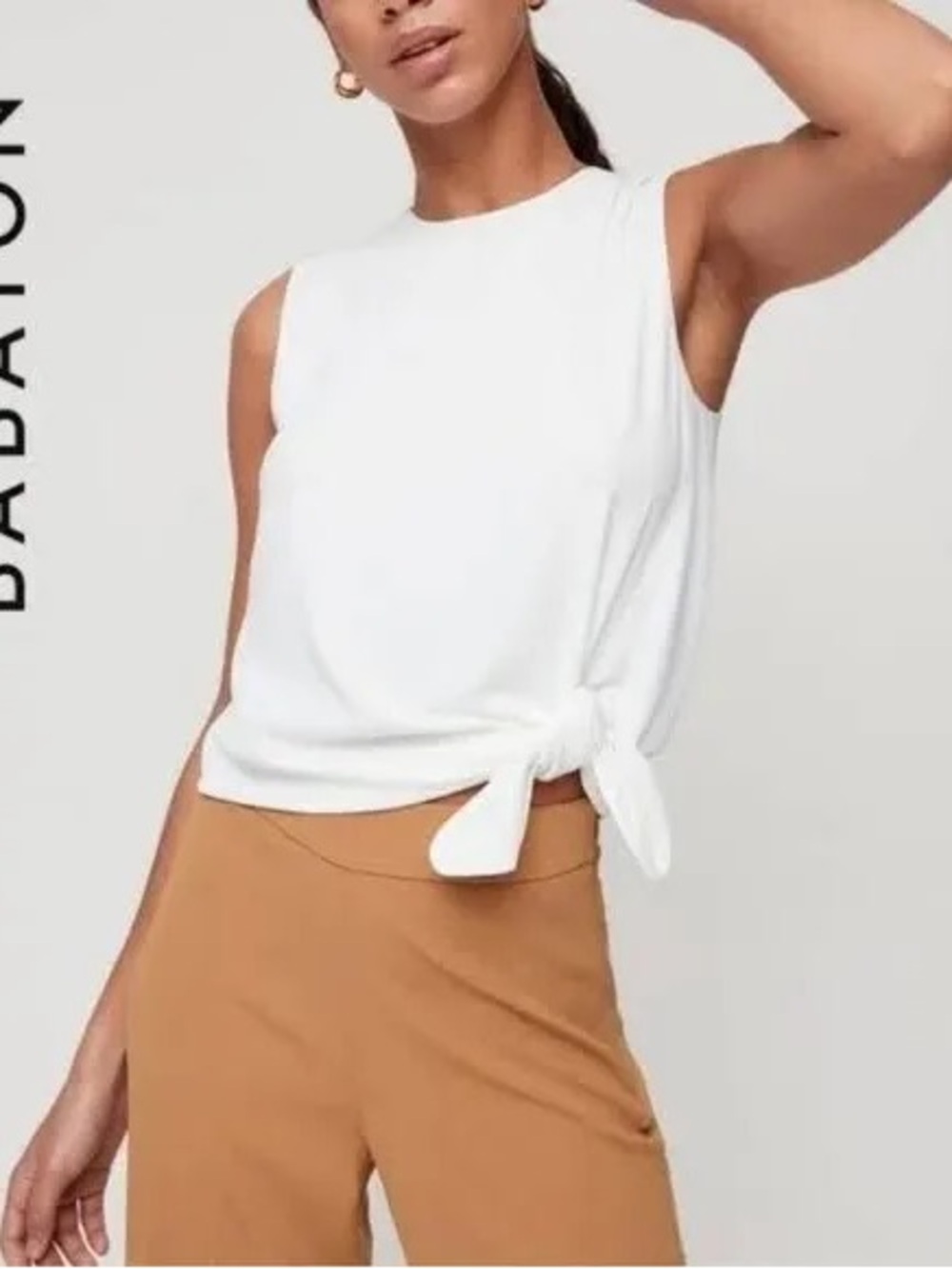 Babaton Aritzia White Sleeveless Side-Tie Top | Size XXS